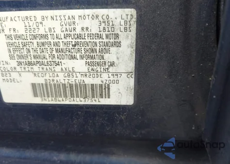 2010 Nissan Sentra 2.0S from USA, damaged, VIN 3N1AB6AP0AL637541